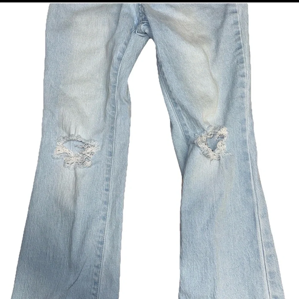 Old Navy High Rise Flare Jeans Girls Size 14 Light Wash Distressed Y2K *FLAW*